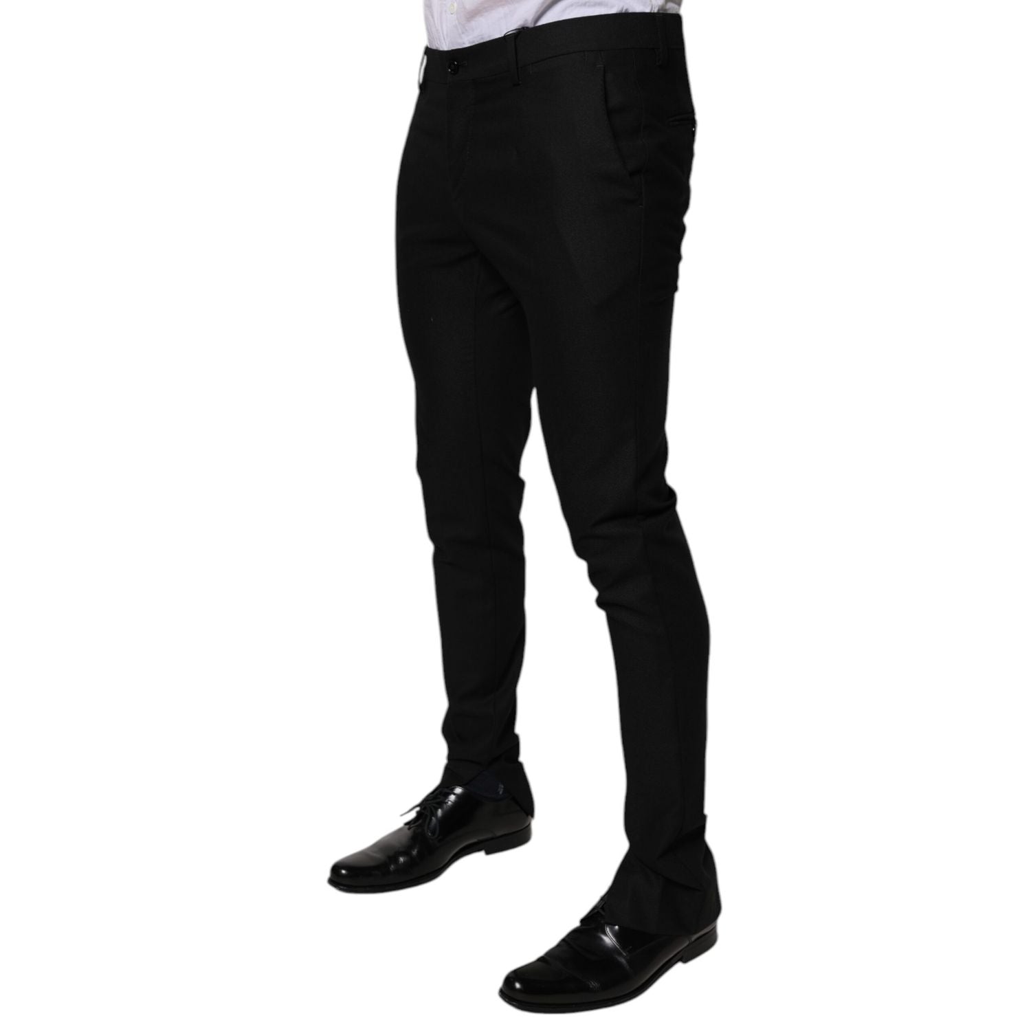 Dolce & Gabbana Black Virgin Wool MenSkinny Dress Formal Pants