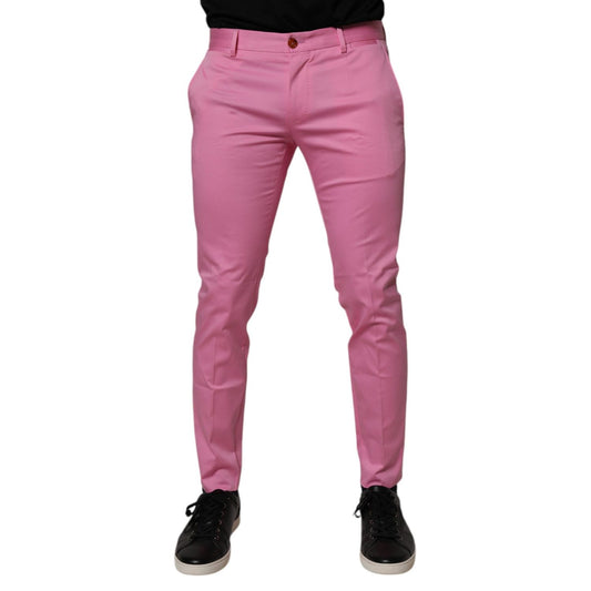 Dolce & Gabbana Pink Cotton Slim Fit Men Dress Formal Pants PAN75194-48