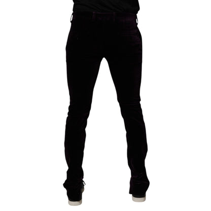 Dolce & Gabbana Violet Velvet Cotton Men Dress Formal Pants