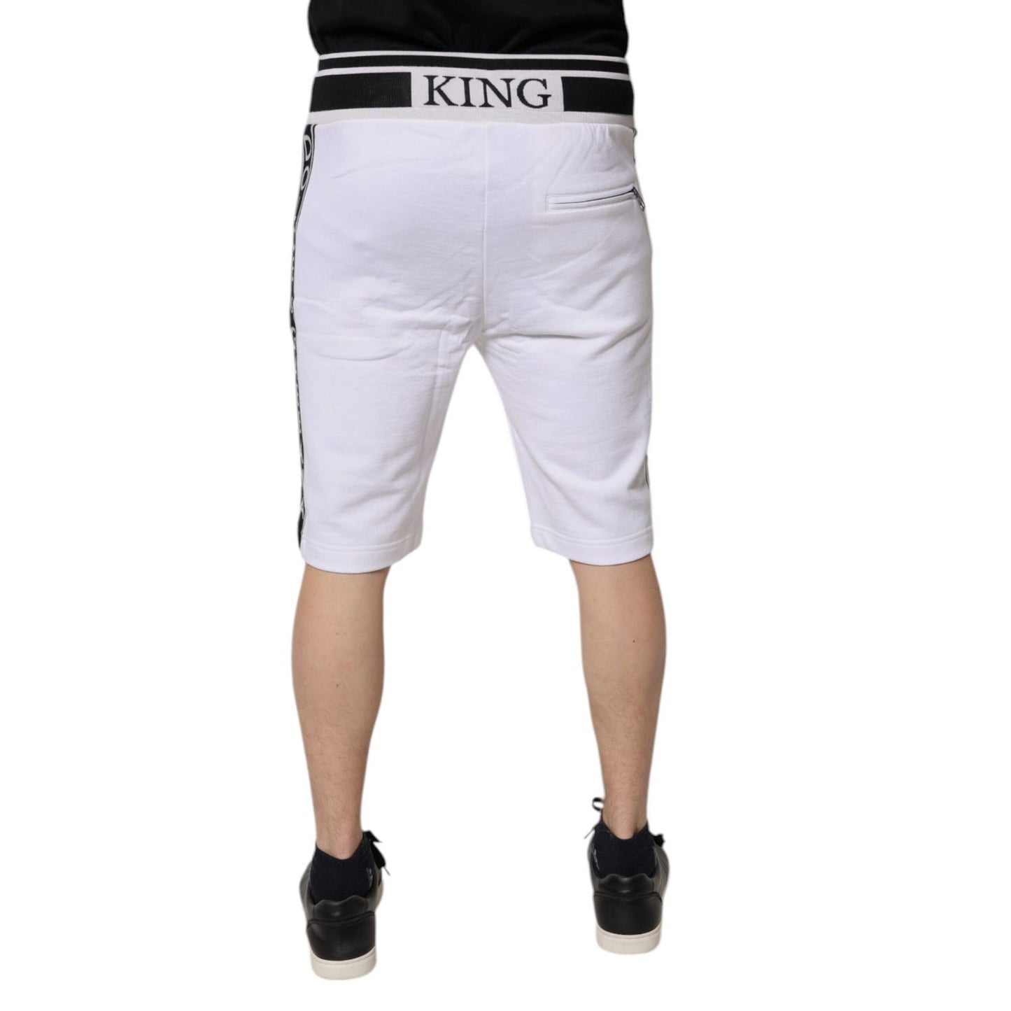 Dolce & Gabbana White King Cotton Bermuda Sweatshorts Shorts