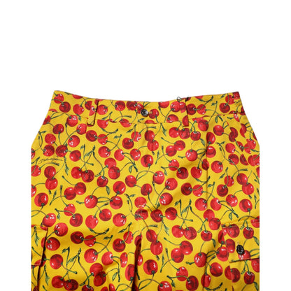 Dolce & Gabbana Yellow Cherry Print Cotton Men Bermuda Shorts
