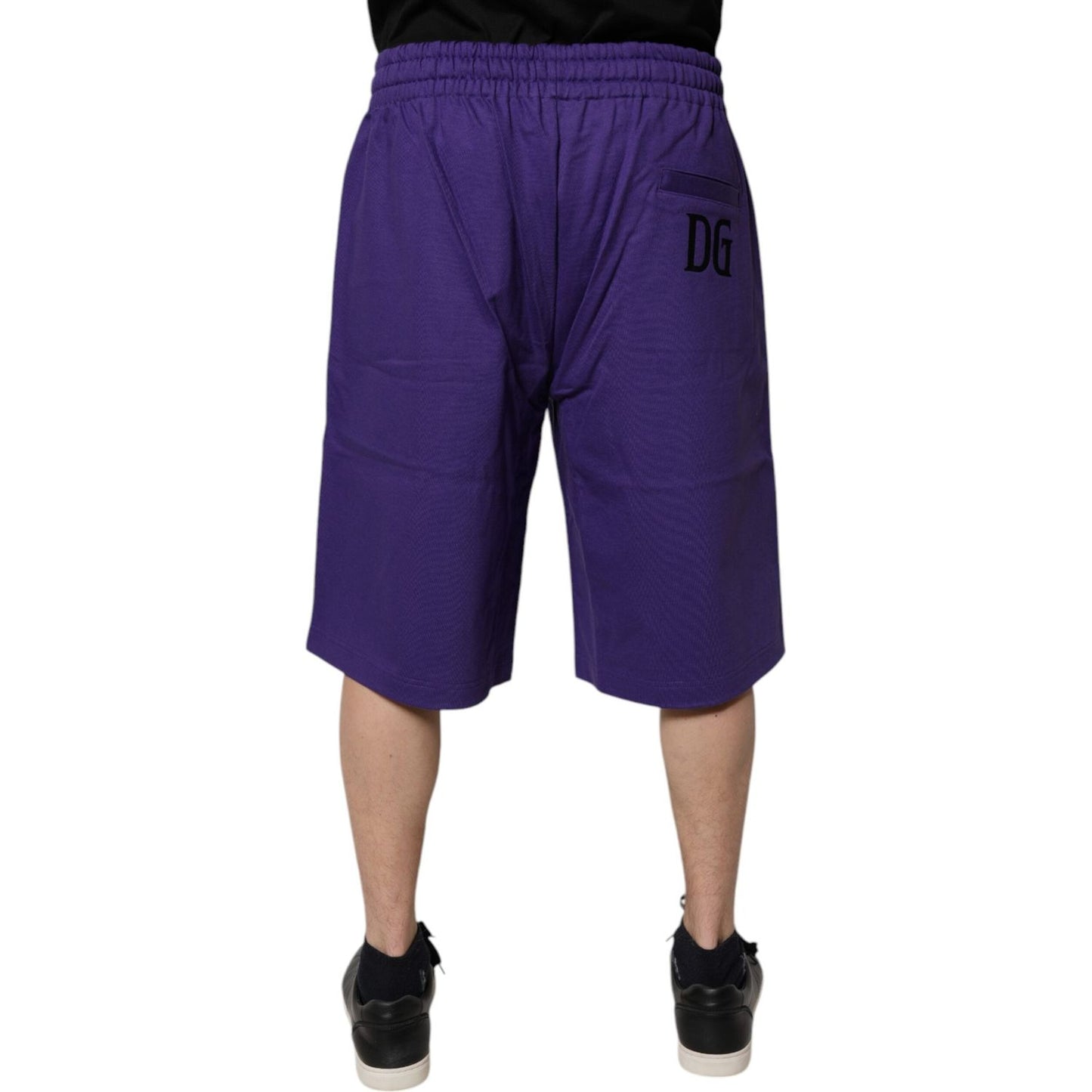 Dolce & Gabbana Purple Cotton Men Bermuda Sweatshorts Shorts