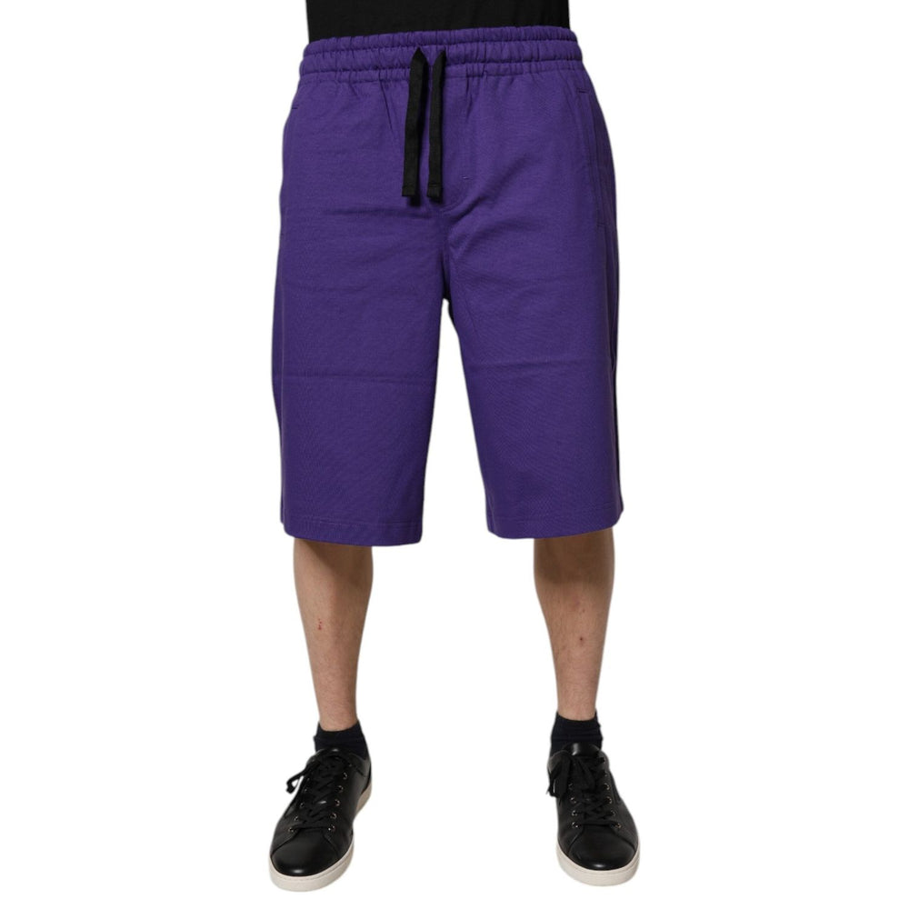 Dolce & Gabbana Purple Cotton Men Bermuda Sweatshorts Shorts PAN75762-46