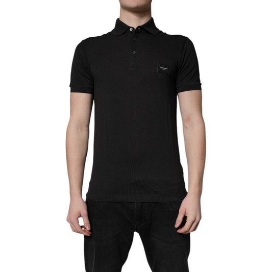 Dolce & Gabbana Dark Gray Logo Plaque Cotton Men Polo Shirt T-shirt TSH90055-44