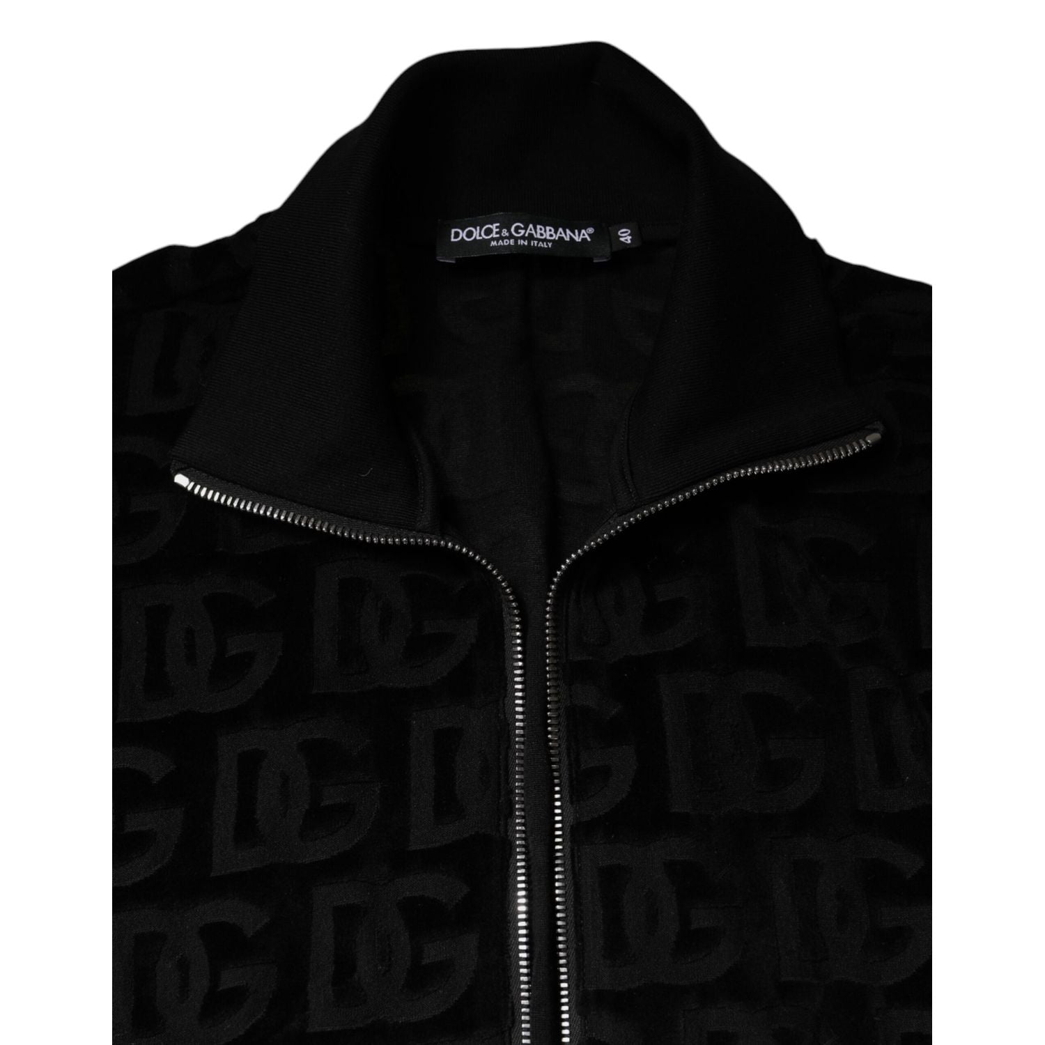 Dolce & Gabbana Black Logo Monogram Full Zip Bomber Jacket