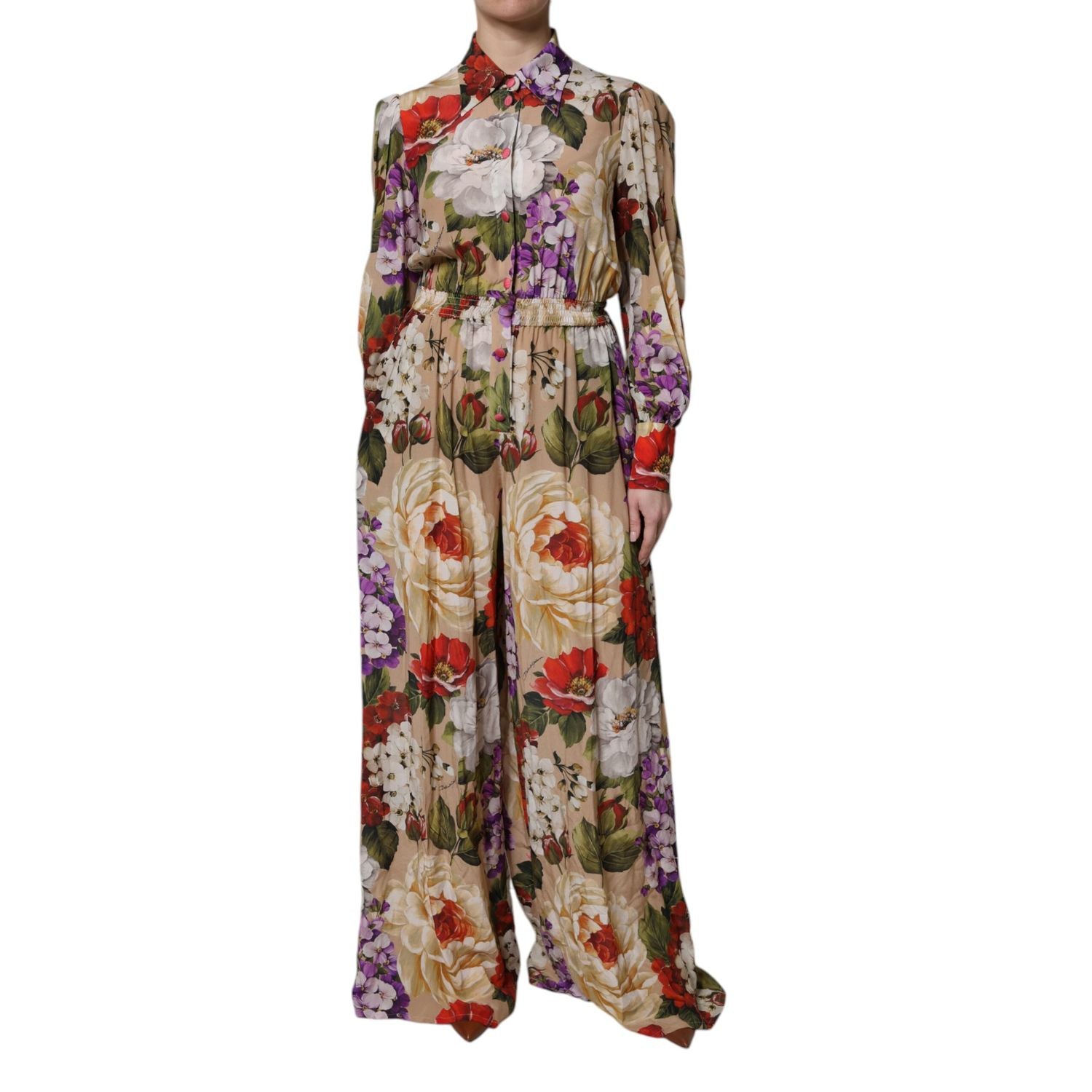 Dolce & Gabbana Multicolor Floral Wide Leg Jumpsuit Dress