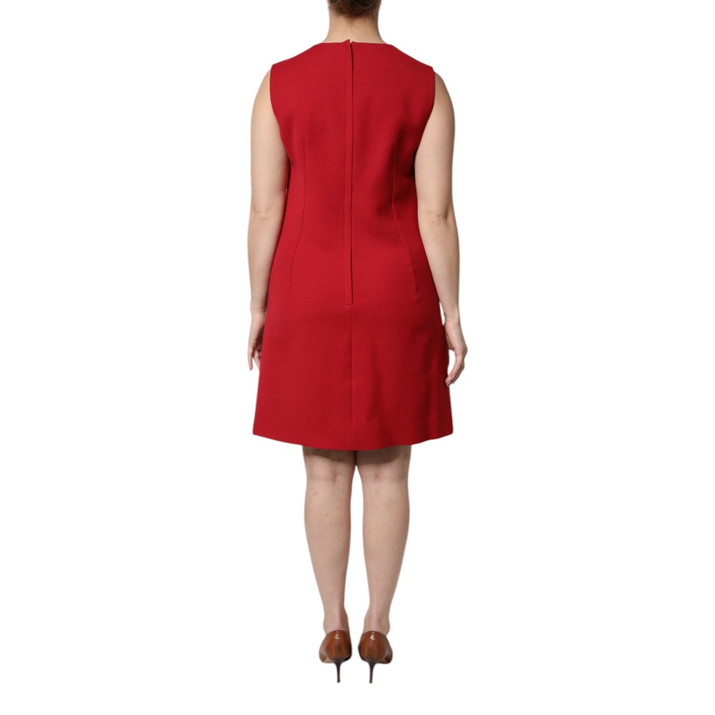 Dolce & Gabbana Red Wool Sleeveless Knee Length A-line Dress