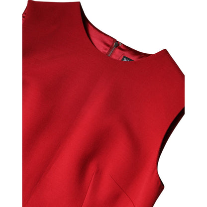 Dolce & Gabbana Red Wool Sleeveless Knee Length A-line Dress