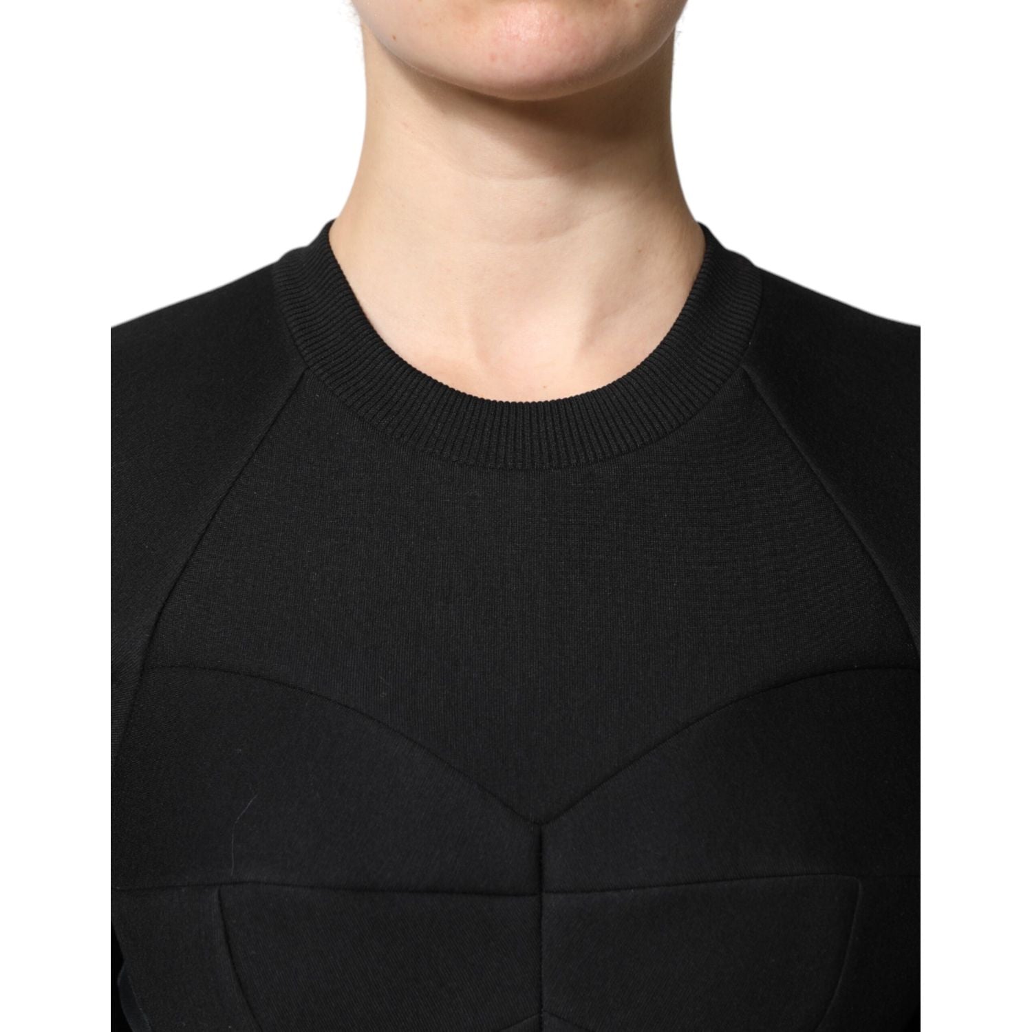 Dolce & Gabbana Black Cotton Long Sleeves A-line Mini Dress