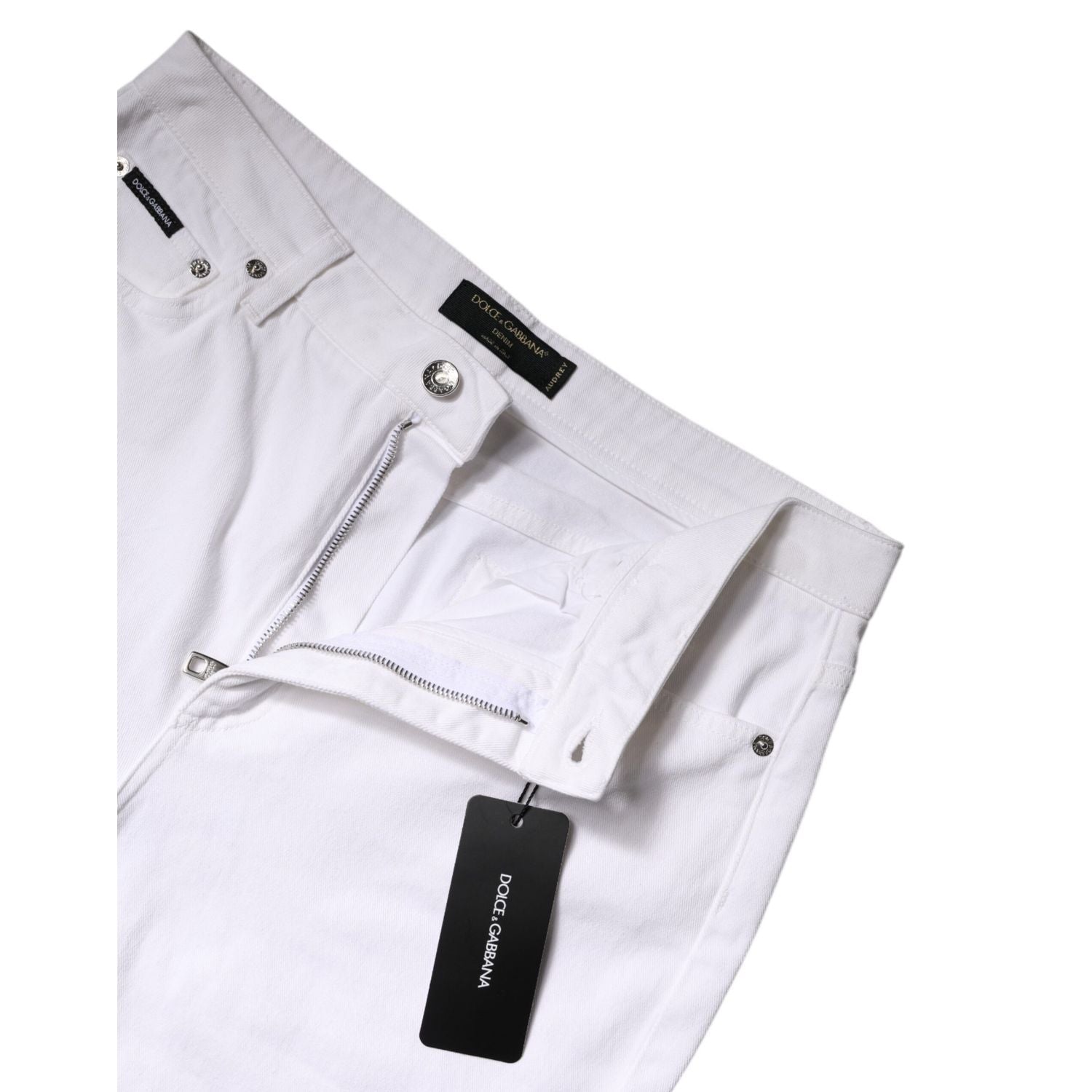 Dolce & Gabbana White Cotton Mid Waist Skinny Denim Jeans