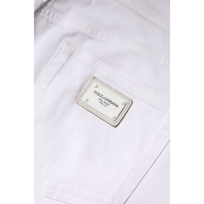 Dolce & Gabbana White Cotton Mid Waist Skinny Denim Jeans