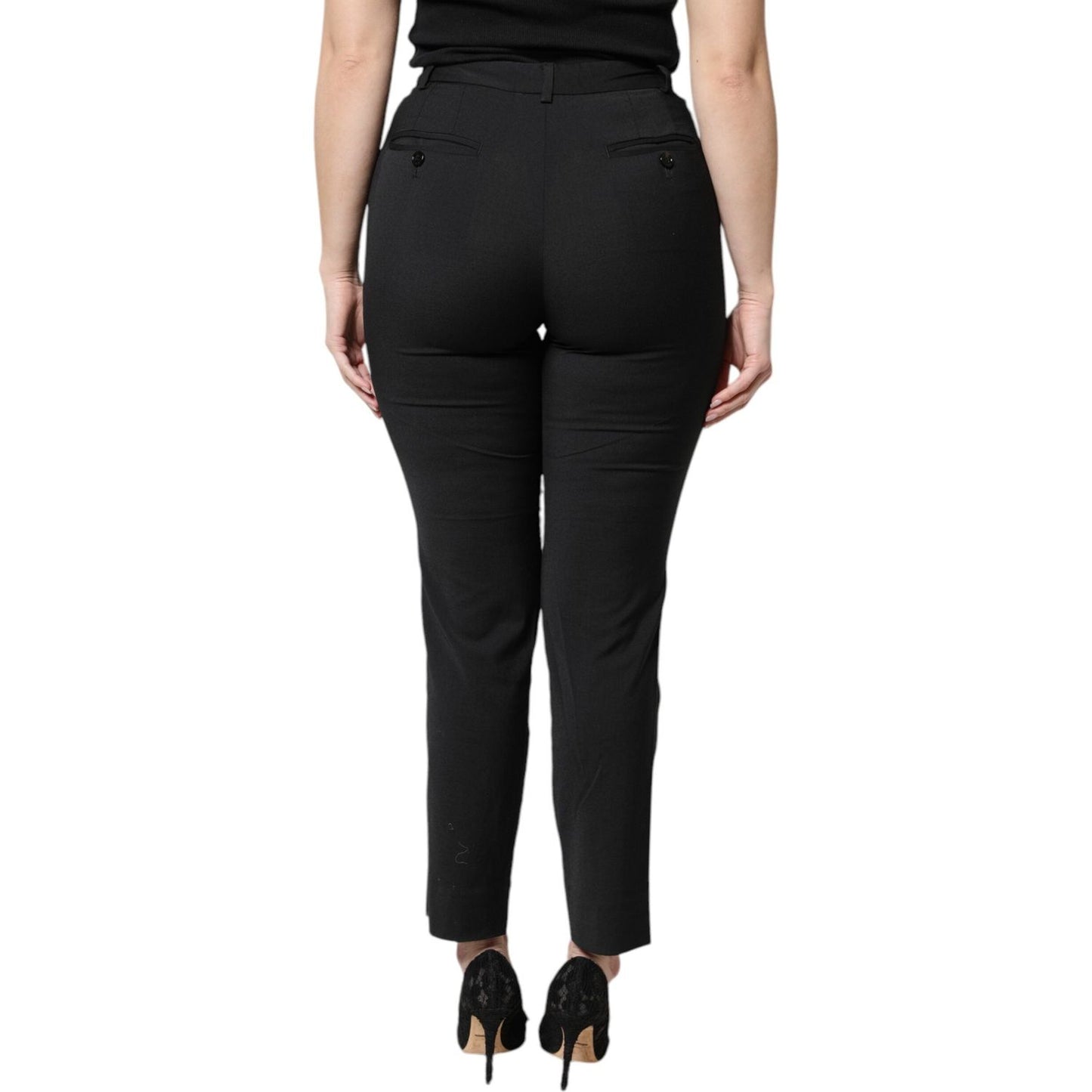 Dolce & Gabbana Black Polyester High Waist Slim Pants PAN75969-40