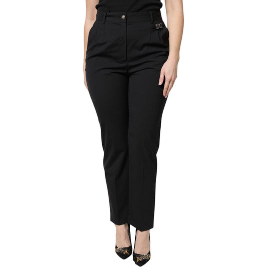 Dolce & Gabbana Black Polyester High Waist Dress Pants PAN75971-44