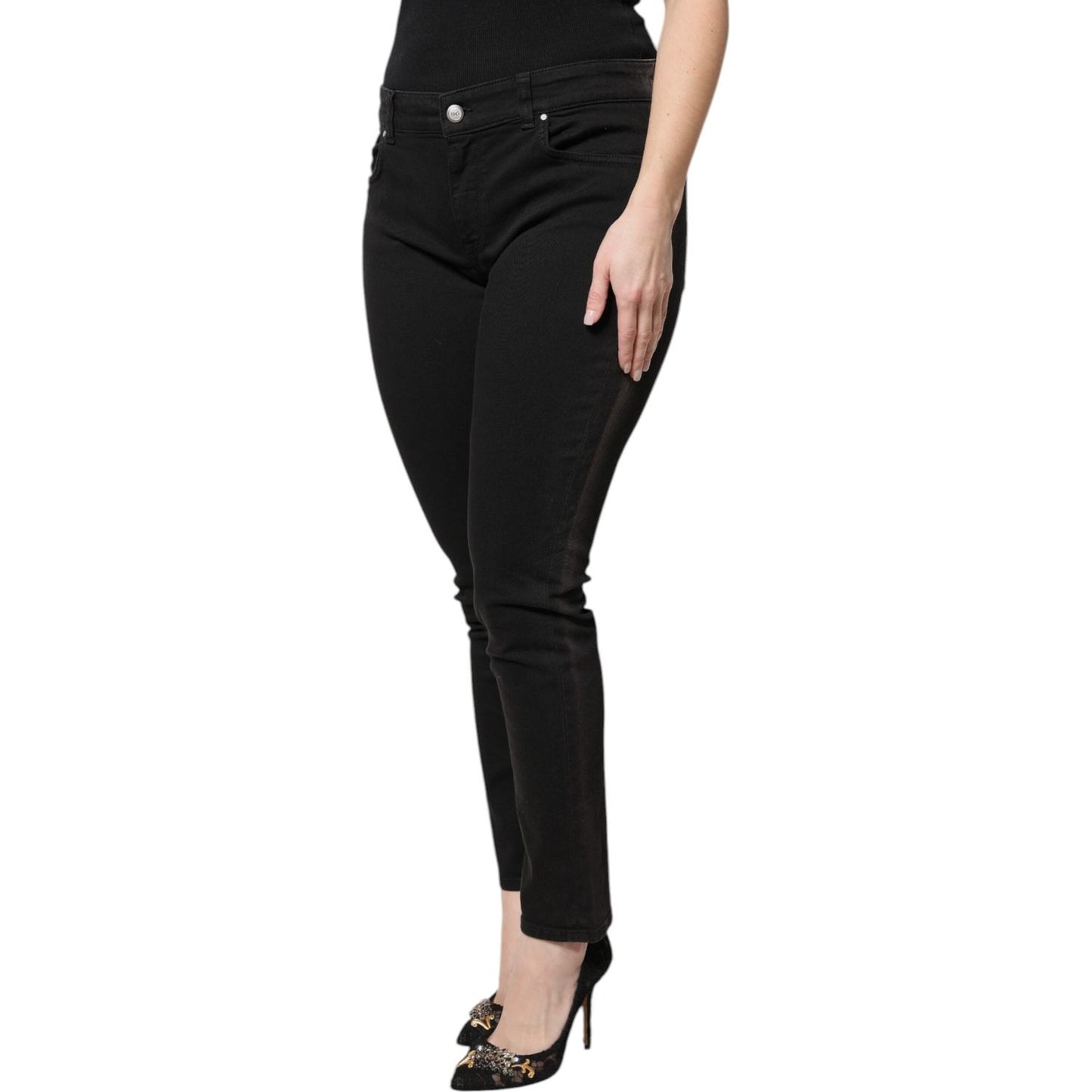 Dolce & Gabbana Black Cotton High Waist Skinny Denim Jeans PAN75973-46