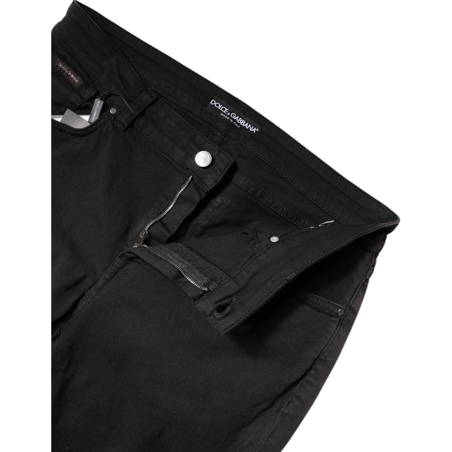 Dolce & Gabbana Black Cotton High Waist Skinny Denim Jeans