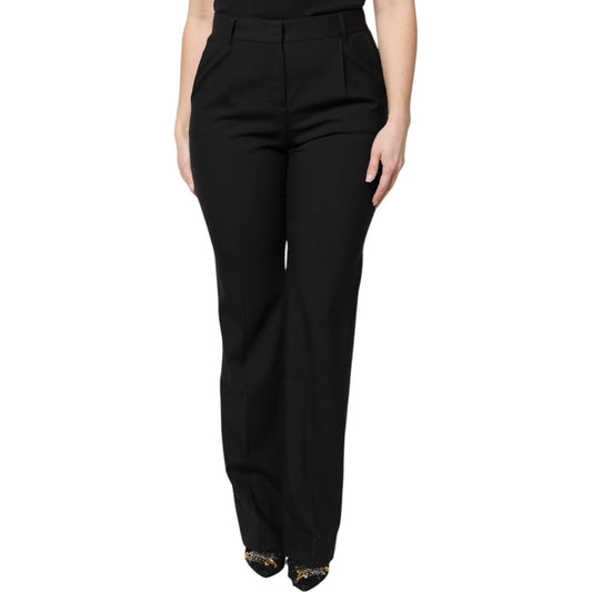Dolce & Gabbana Black Wool High Waist Boot Cut Dress Pants PAN75975-40