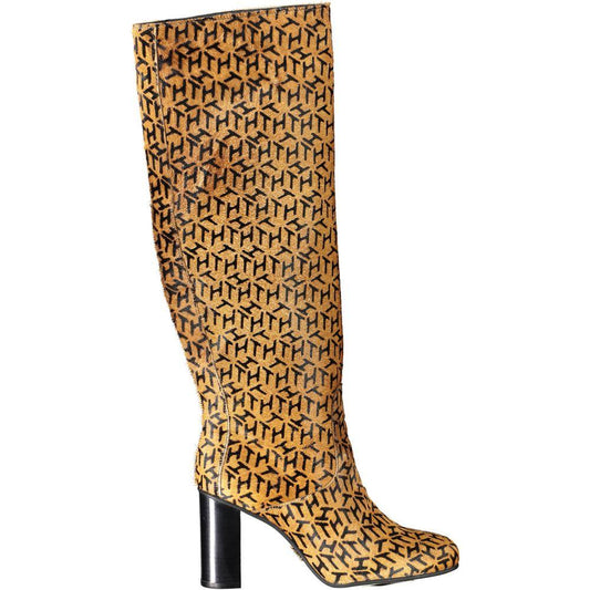 Tommy Hilfiger Beige Leather Women Boot Tommy Hilfiger Dark Khaki