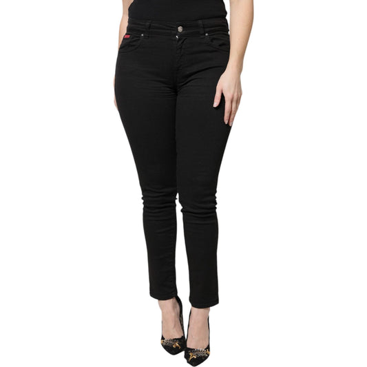 Dolce & Gabbana Black Cotton High Waist Skinny Denim Jeans PAN75984-42