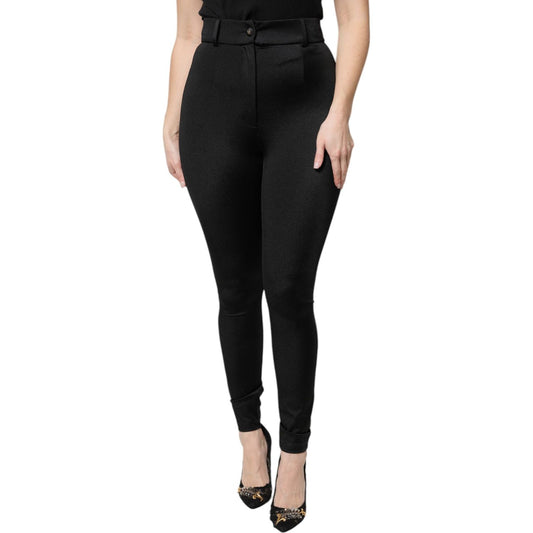 Dolce & Gabbana Black Nylon High Waist Slim Fit Pants PAN75988-42