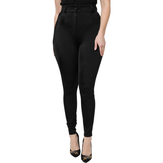 Dolce & Gabbana Black Nylon High Waist Slim Fit Pants PAN76138-38