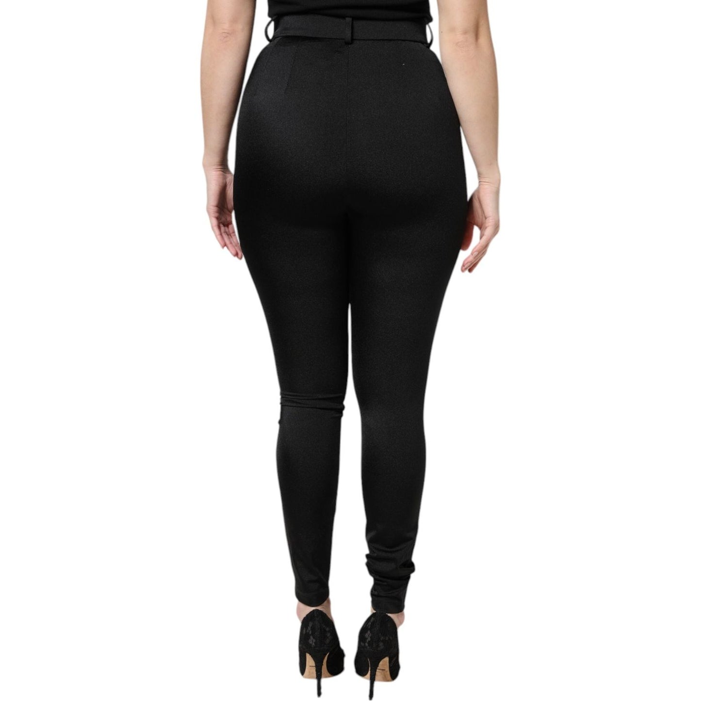 Dolce & Gabbana Black Nylon High Waist Slim Fit Pants