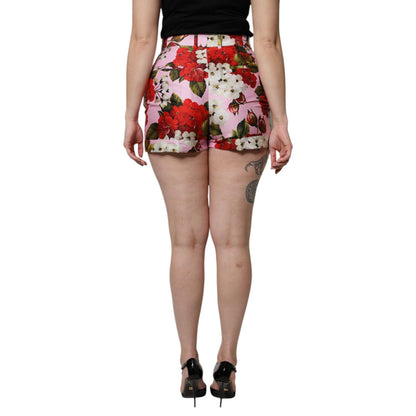 Dolce & Gabbana Pink Floral Print High Waist Hotpants Short