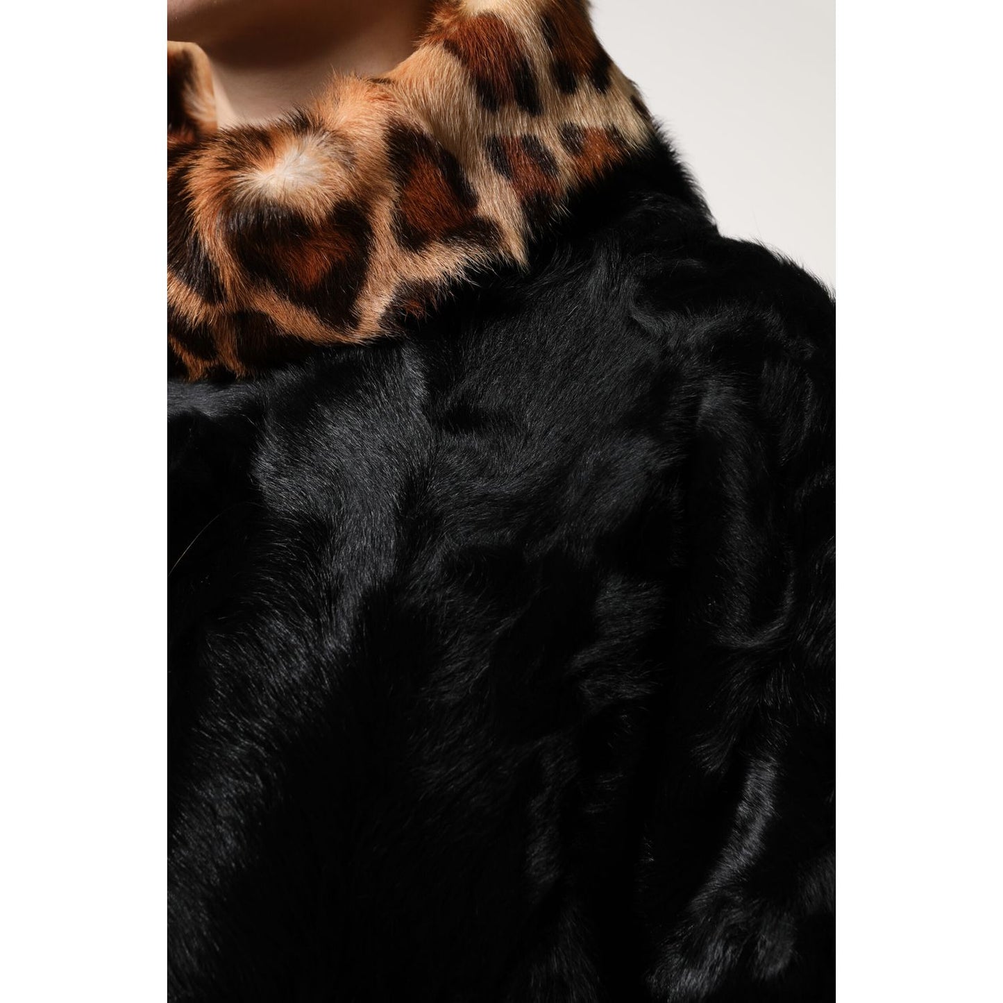 Dolce & Gabbana Black Lamb Fur Short Women Coat Jacket