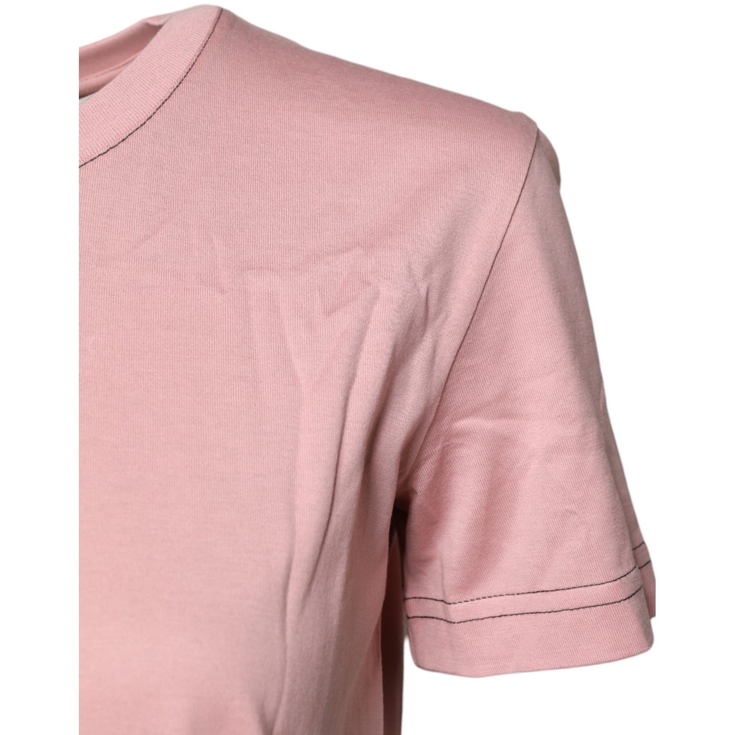 Dolce & Gabbana Pink Logo Print Cotton Crew Neck T-shirt