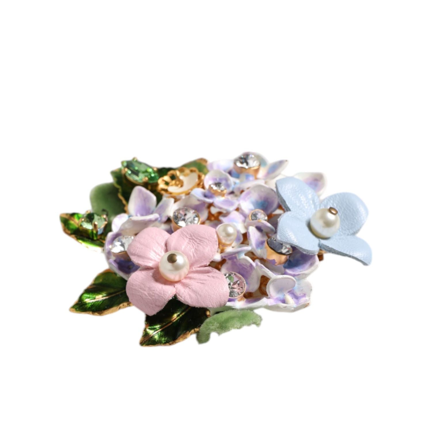 Dolce & Gabbana Multicolor Floral Crystals Pearls Enamel Accents Brooch