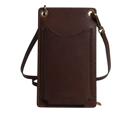 Dolce & Gabbana Brown Leather Neck Strap Cross Body Sling Bag