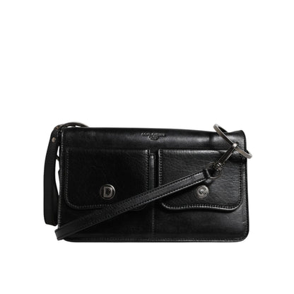 Dolce & Gabbana Black Leather Logo Purse Shoulder Crossbody Bag