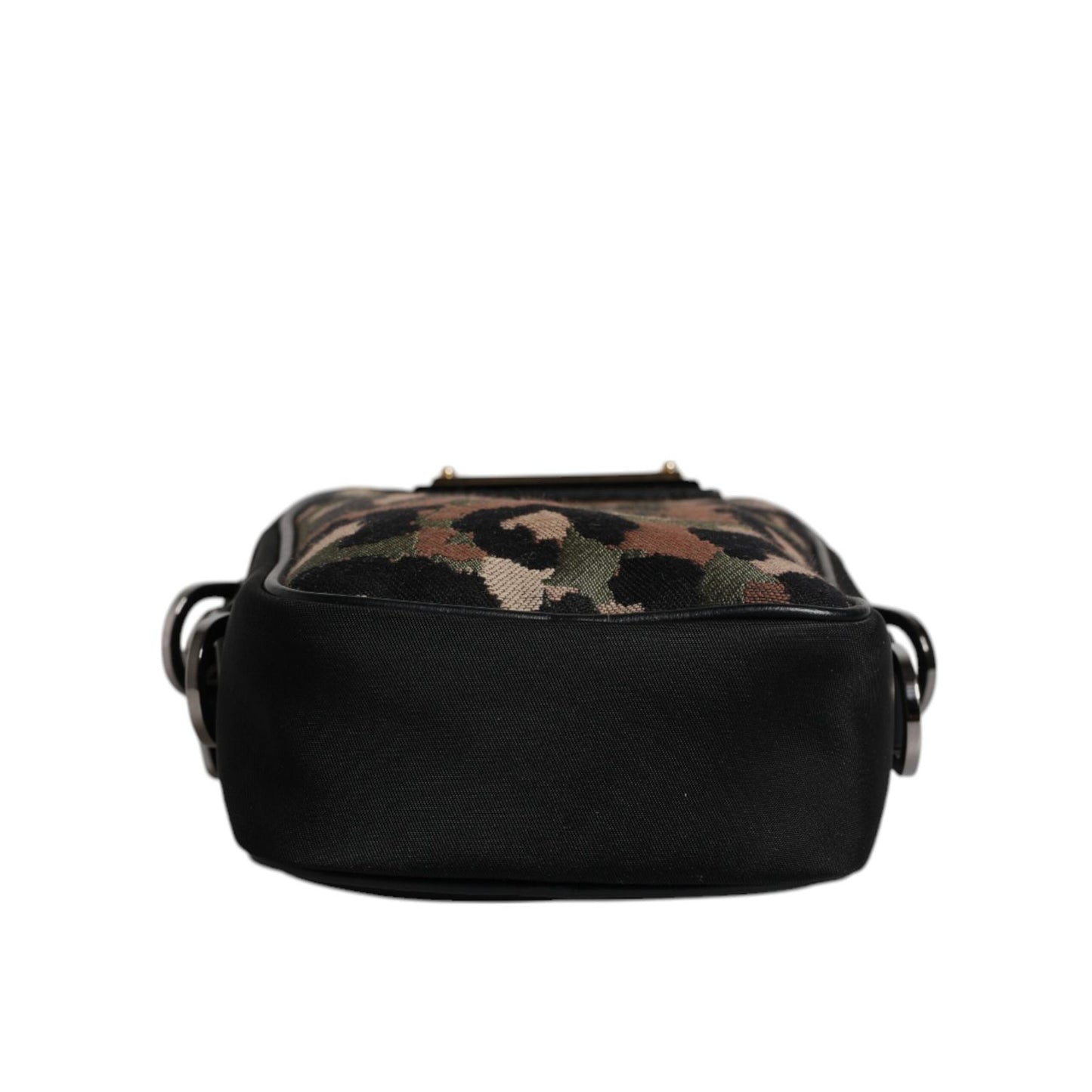 Dolce & Gabbana Multicolor Leopard Jacquard Logo Plaque Neck Strap Bag