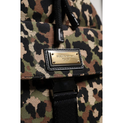 Dolce & Gabbana Multicolor Leopard Cotton Shoulder Bucket Bag