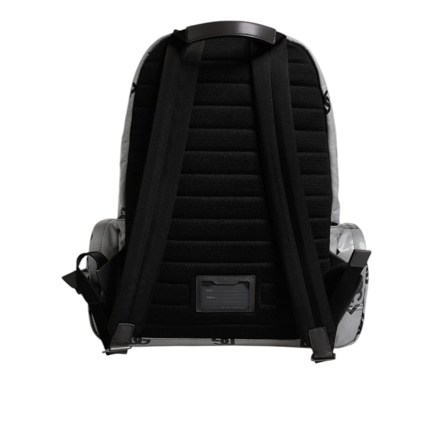 Dolce & Gabbana Polyester Gray Black DG Logo Plaque Backpack Bag