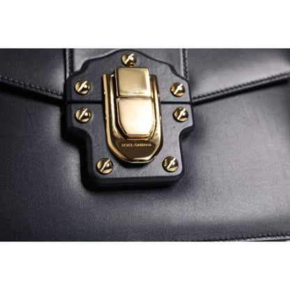 Dolce & Gabbana Black Calfskin Leather Shoulder Strap Bag