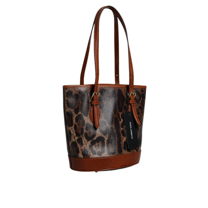 Dolce & Gabbana Brown Leopard Leather Shoulder Strap Tote Bag