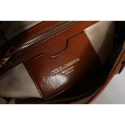 Dolce & Gabbana Brown Leopard Leather Shoulder Strap Tote Bag