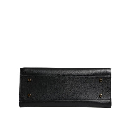 Versace Black Large Leather Top Handle Shoulder Crossbody Bag