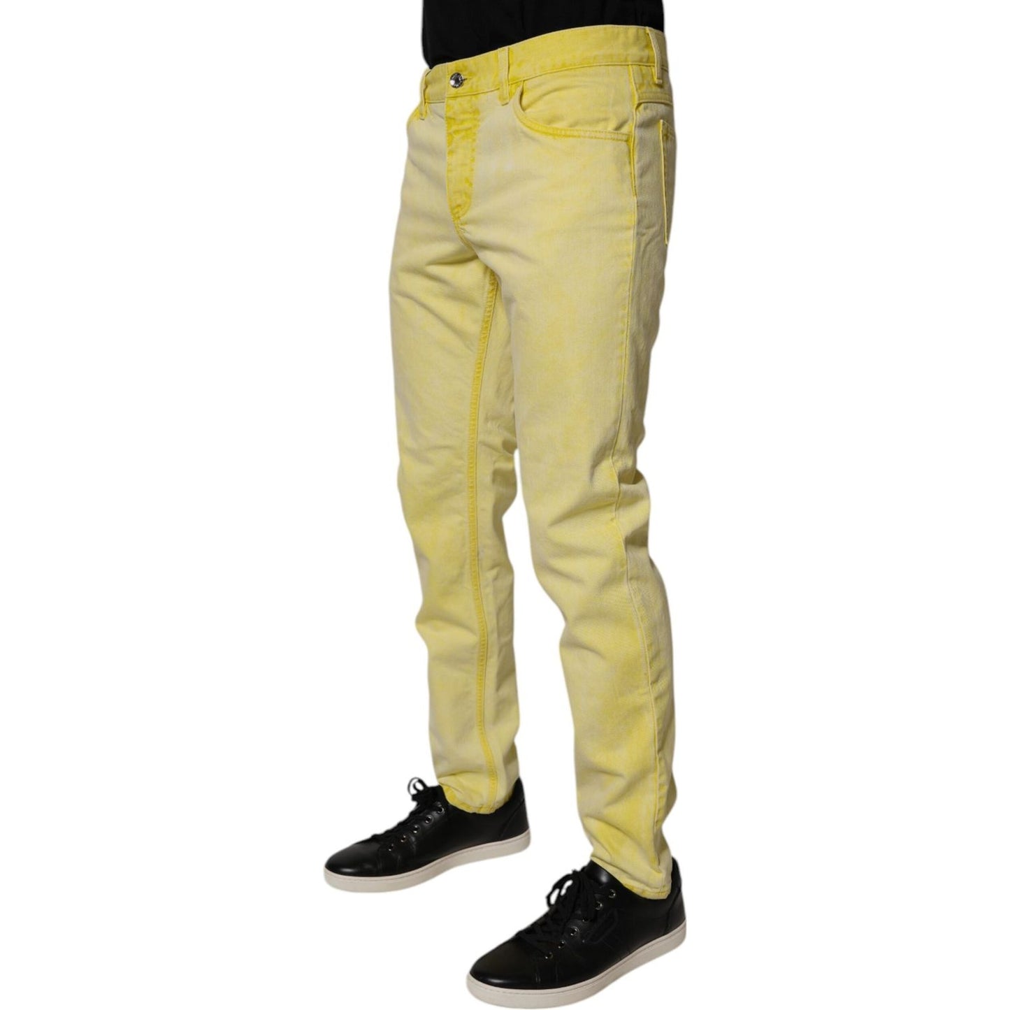 Dolce & Gabbana Yellow Cotton Stretch Skinny Men Denim Jeans