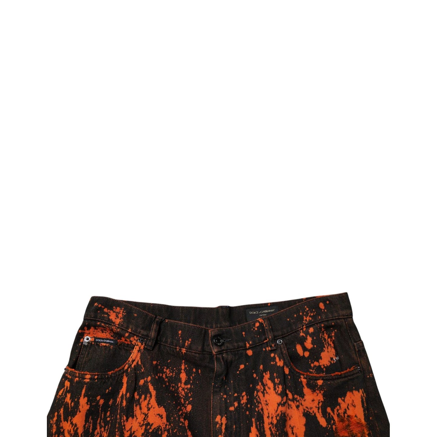 Dolce & Gabbana Black Red Tie Dye Cotton Straight Denim Jeans