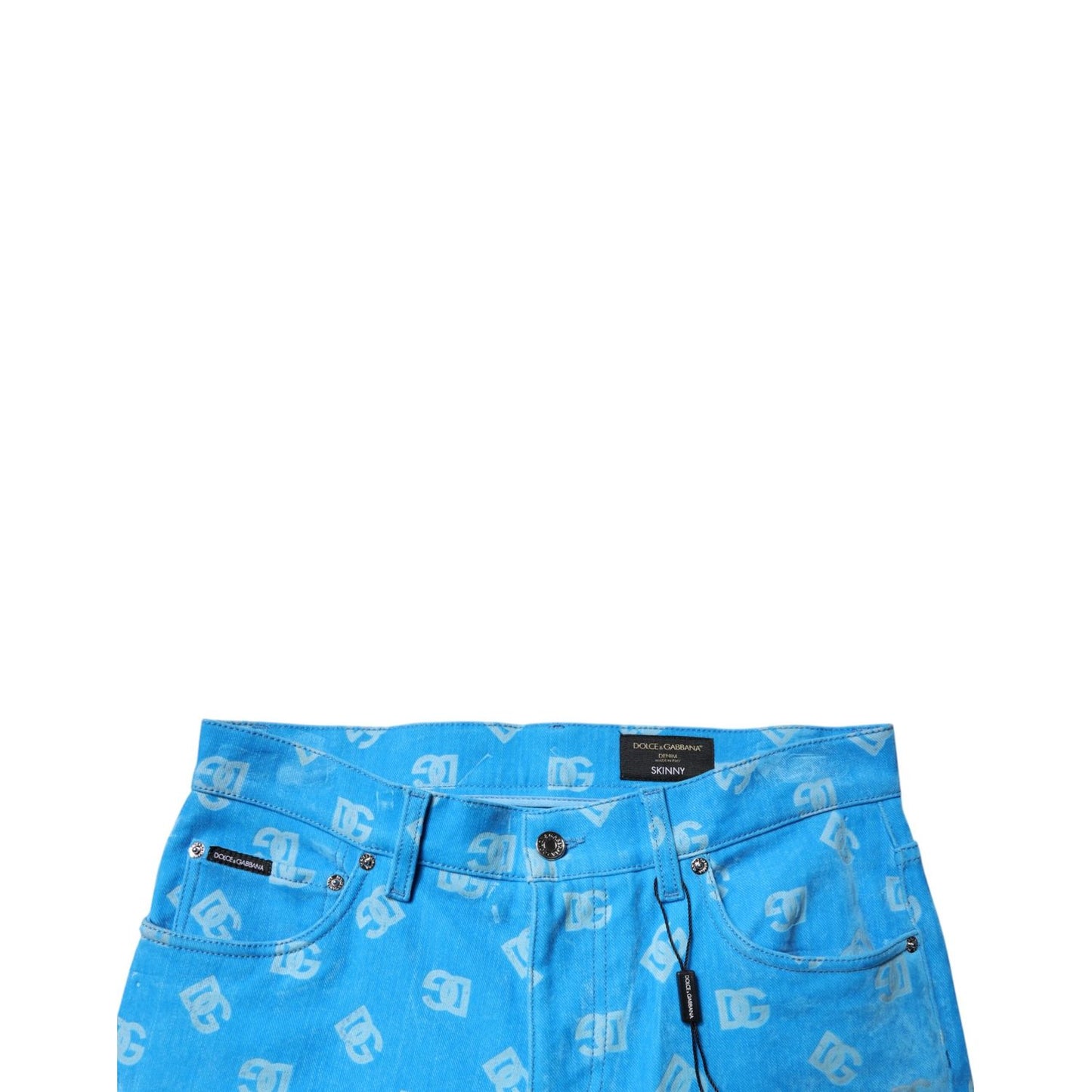 Dolce & Gabbana Blue Logo Monogram Cotton Skinny Denim Jeans