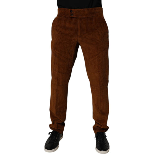 Dolce & Gabbana Dark Brown Corduroy Cotton Skinny Denim Jeans PAN75156-48