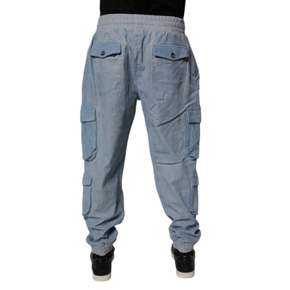 Dolce & Gabbana Light Blue Cotton Jogger Cargo Men Denim Pants