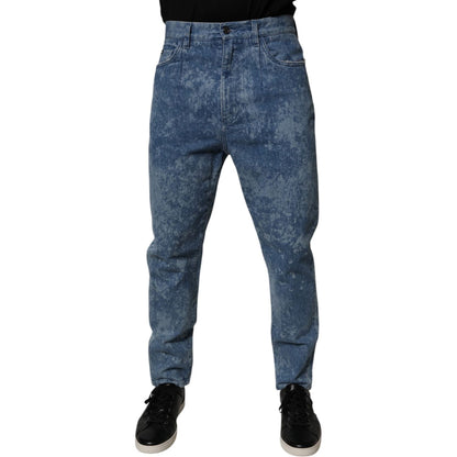 Dolce & Gabbana Blue Tie Dye Cotton Skinny Men Denim Jeans