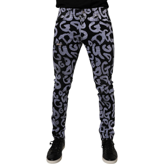 Dolce & Gabbana Black Logo Monogram Cotton Skinny Denim Jeans PAN75161-48