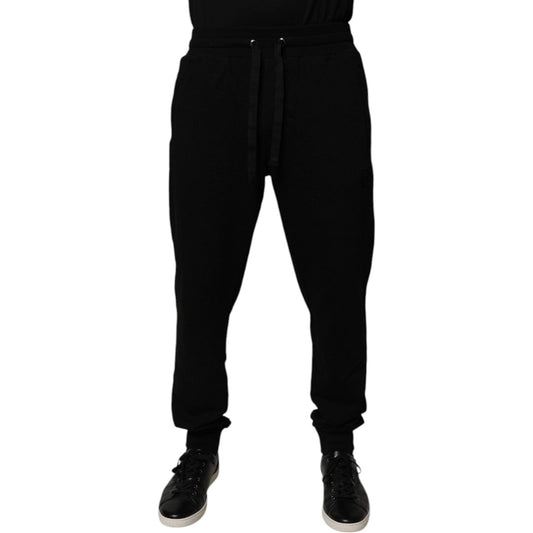Dolce & Gabbana Black Cotton Mid Waist Jogger Sweatpants Pants