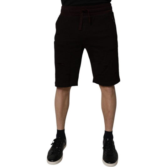 Dolce & Gabbana Maroon Cotton Sweatshorts Men Bermuda Shorts PAN75730-46