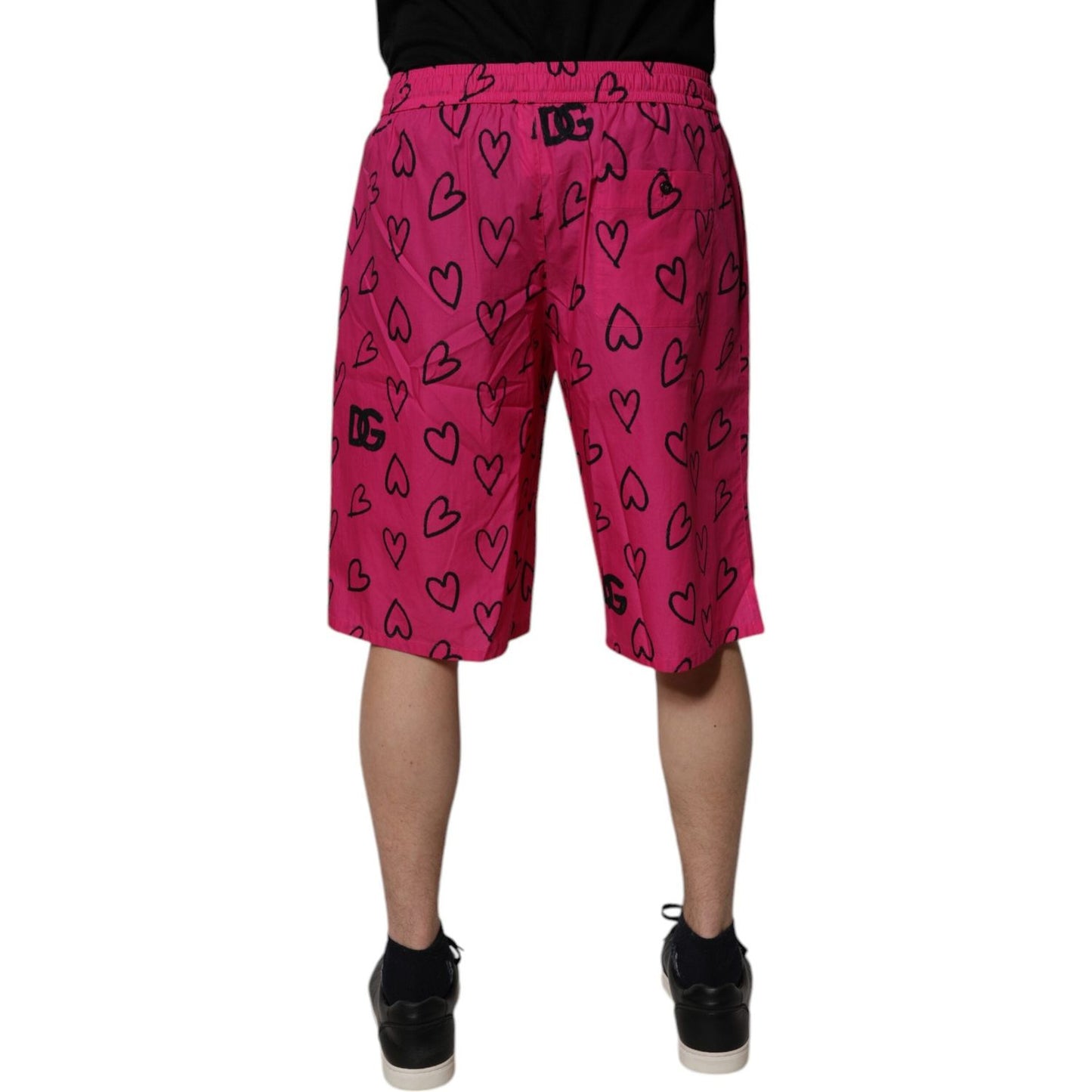 Dolce & Gabbana Pink Cotton Heart Print Bermuda Shorts PAN75741-48