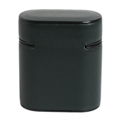 Dolce & Gabbana Black Calfskin Leather Logo Print Flip Holder Airpods Case