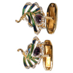 Dolce & Gabbana Multicolor Peacock Feathers 925 Sterling Silver Cufflink